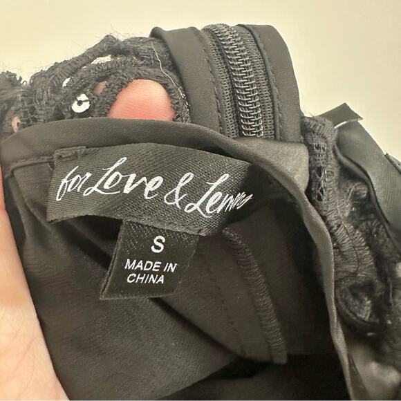 For Love & Lemons Clara Mini Dress Lace Front Black Sequin Dress Size Small - Picture 9 of 9